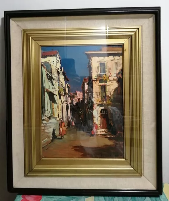 APRILE Vincenzo - Quadro dipinto ad olio su tavola 30x40 cm, ‘Strada di paese'