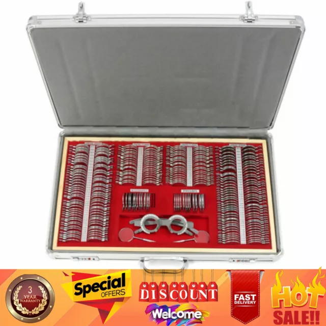 68/266× Optical Trial Lens Set Optometry Kit Metal Rim Aluminium Box Trial Frame