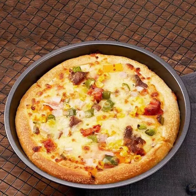 12 casseroles à pizza en acier au carbone noir plat antiadhésif pour une absor