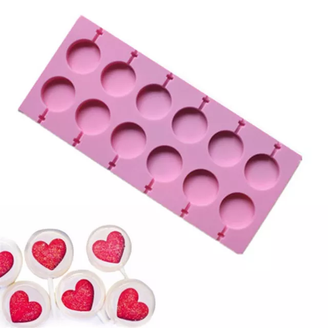 12 Capacity Round Shape Silicone Lollipop Mould Tray Candy Lollypop Mold Sticks