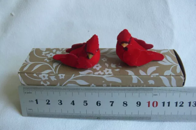 CARDINAL RED & BLACK Mushroom BIRDS 2pk 22mmHighx40mmLongx23mmWide TouchOfNature