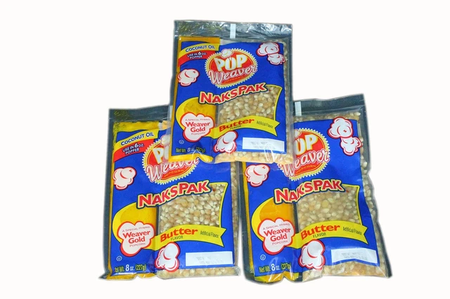 Pop Weaver Naks Pak 8 oz Butter Flavored Coconut Oil and Popcorn Packs for 6 ...