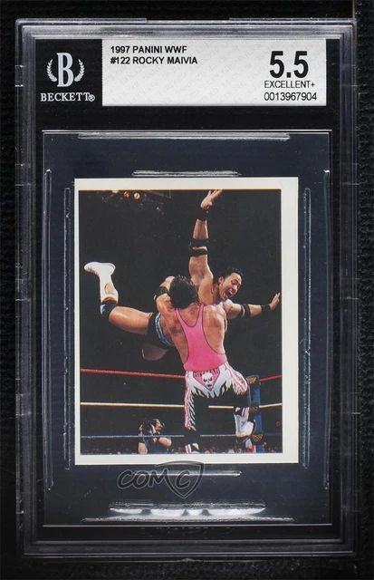 1997 WWF Superstars Album Stickers Rocky Maivia The Rock Bret Hart #122 BGS 5.5