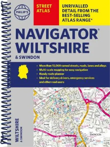 Philips Maps Navigator Wiltshire & Swindon Spiral Book NEW