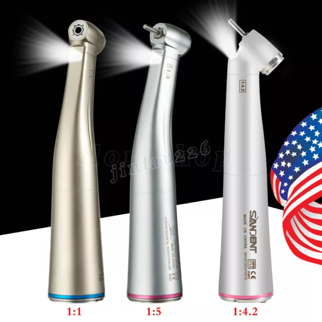 Dental 1:1 1:5 1:4.2 LED Contra Angle Increasing Handpiece Red Ring NSK Style