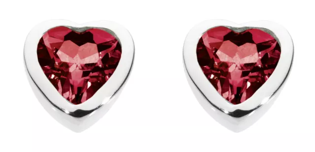 925 Sterling Silver Birthstone 6mm Heart Stud Earrings - January Garnet