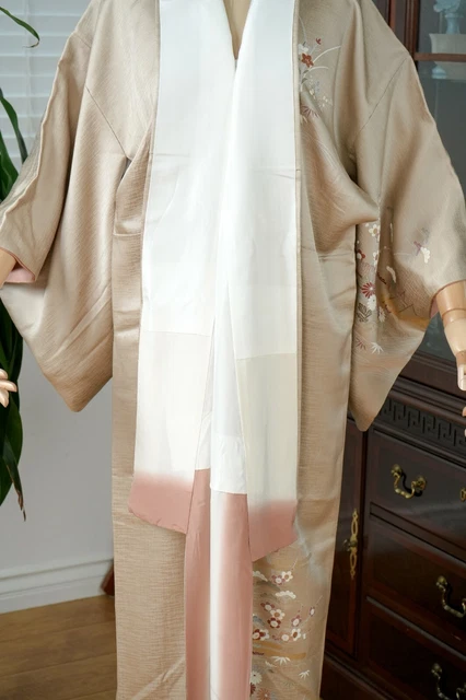 Dear Vanilla Japanese Silk Kimono Women's Robe Gown Authentic Japan Vintage Mint 6