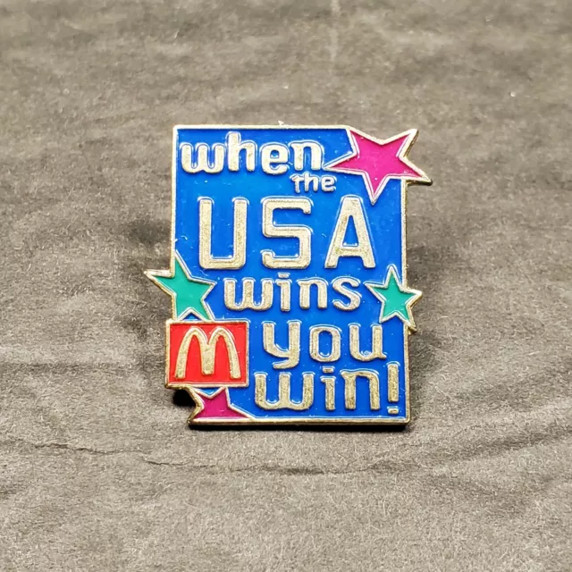 McDonald's "When the USA Wins You Win" Crew Employee Lapel Hat Pin Fast Food 1"