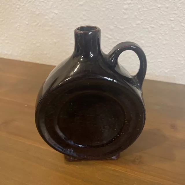 Large Uhl Stoneware Brown Canteen Jug 6 1/2” Tall