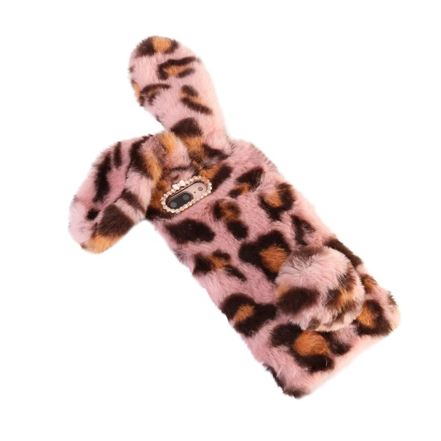 Peluche Lapin Téléphone Cas De Mode Strass Hiver Garder Chaud 8