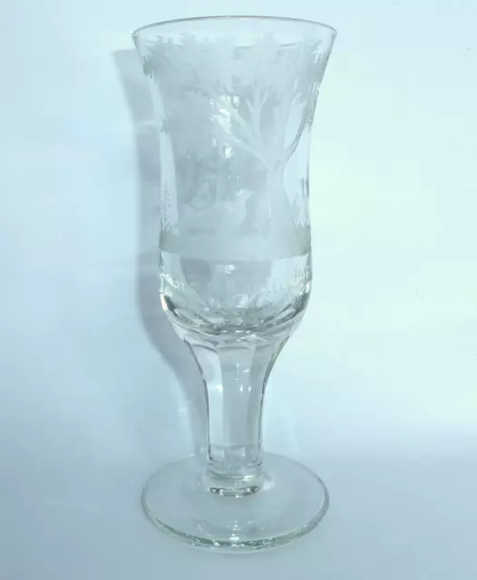 Ausgefallenes graviertes Glas Böhmen um 1900-1926 Kofirmation Fasanen  B-556