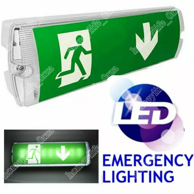 Fire Exit Emergency Ceiling Wall Light LED Maintained Illuminated Bulkhead Sign