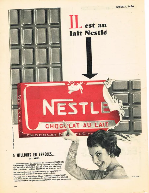Publicité Advertising 078 1994 chocolat blanc au lait Nestlé Galak