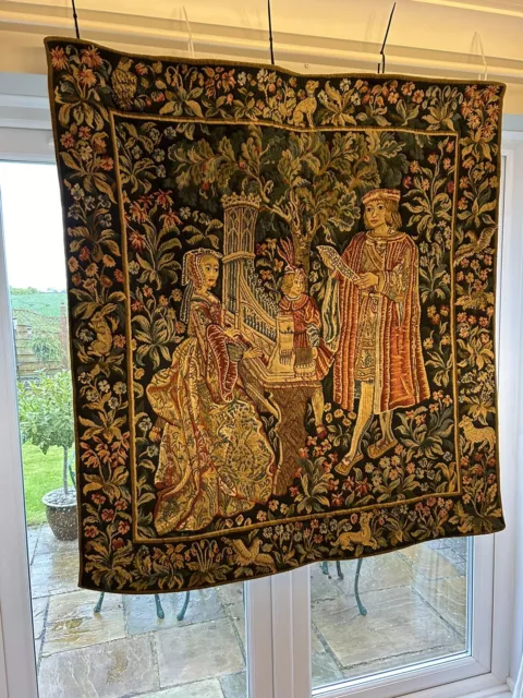 Huge Vintage French Tapestry Wall Hanging Medieval Labelled Tapisseries des Haut
