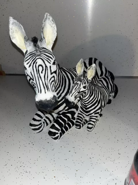 Large Zebra Mother & Baby Zebra Statue 2