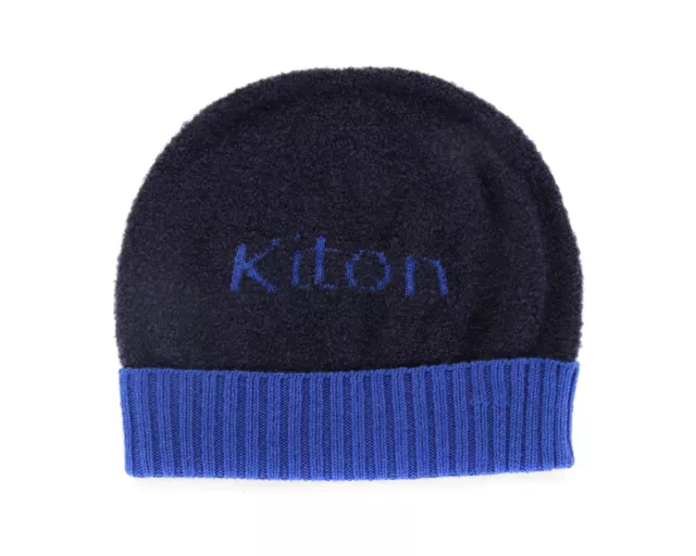 NWT KITON napoli BEANIE CAP hat pure cashmere blue extraluxury Italy