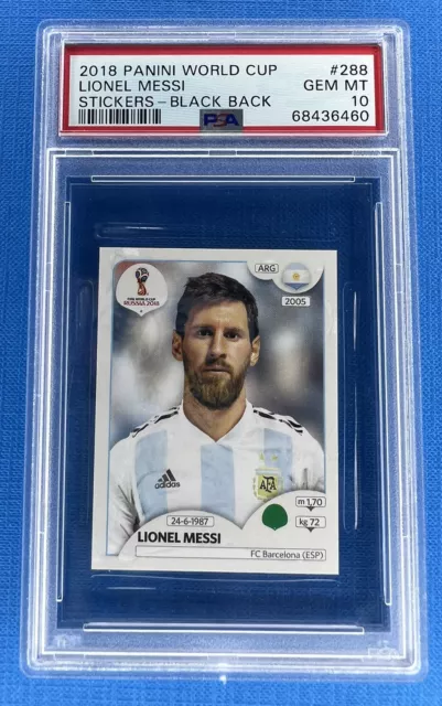 2018 Panini World Cup Lionel Messi Black Back Soccer Stickers #288 PSA 10