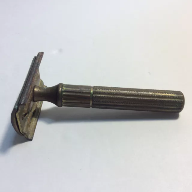 Vintage Gillette Safety Razor Gold-Tone Brass Bronze USA Made