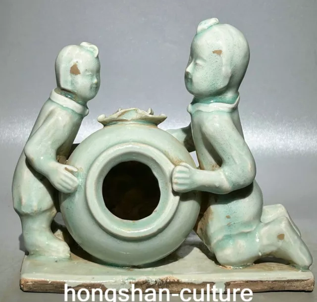 7" Old Chinese Song Dynasty Ru Kiln Porcelain Palace Tongzi Boys Jar Pot Crock