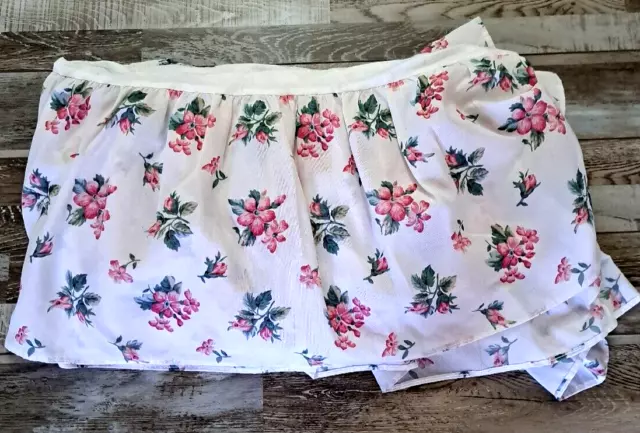 Falda Doble Cama Blanca Rosa Flores Cottagecore Shabby Chic Romance Granja