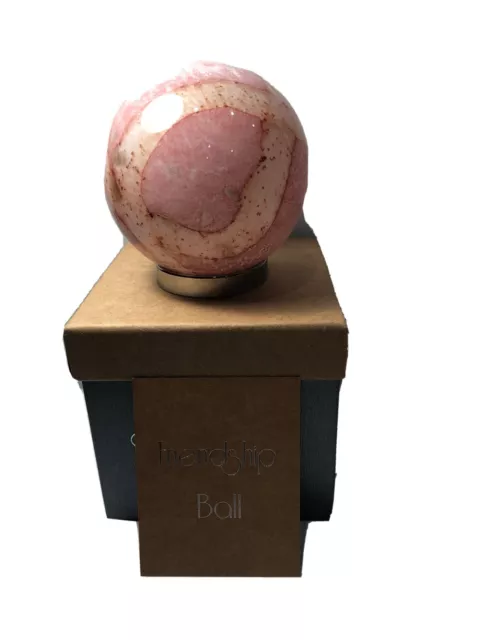 Hand blown Glass Friendship Ball Blush Pink White And Gold 172