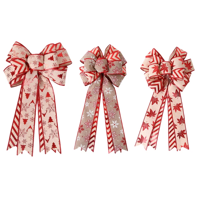 Christmas Wreath Red Bow Indoor Outdoor Home Decorative Bow Tree Stair Door Wall
