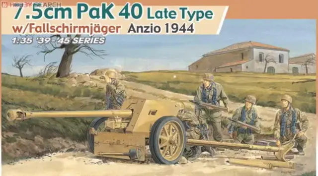Dragon 6250 1/35 Scale 7.5cm Pak40 Late Production w/Fallshirmjager (1944 Anzio) 2