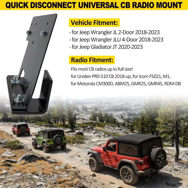 CB Radio Mount Passenger Side Mobile Radios Quick Disconnect Bracket for Jeep 2