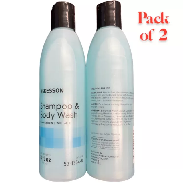 PACK OF 2, McKesson Shampoo & And Body Wash Summer Rain Scent 8 oz. 53-1354-8