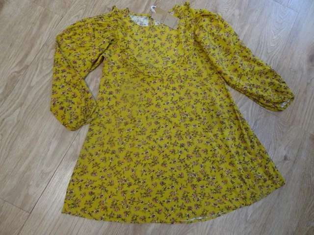 NEXT girls green floral long sleeve tunic dress AGE 9 YEARS BNWT NEW