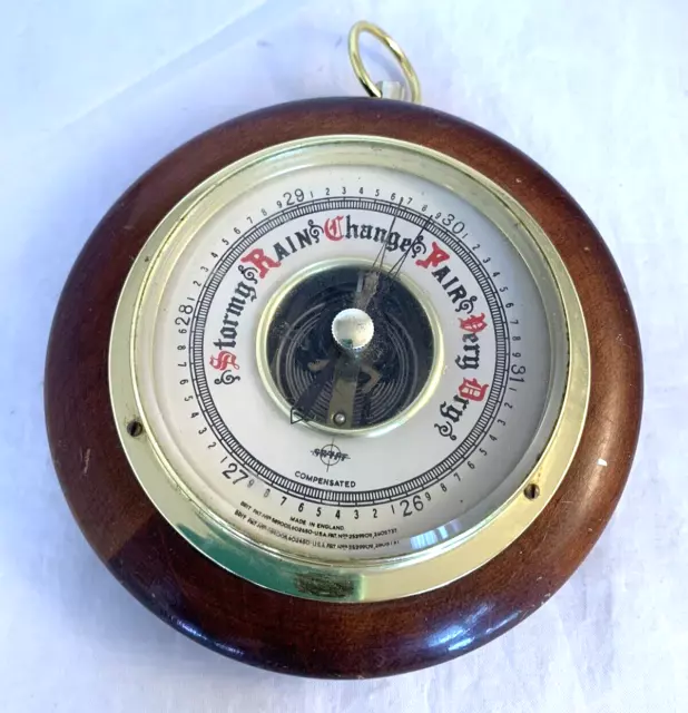 Barometer VTG Swift Made England Wood Stormy Rain Change Fair Dry Compensated