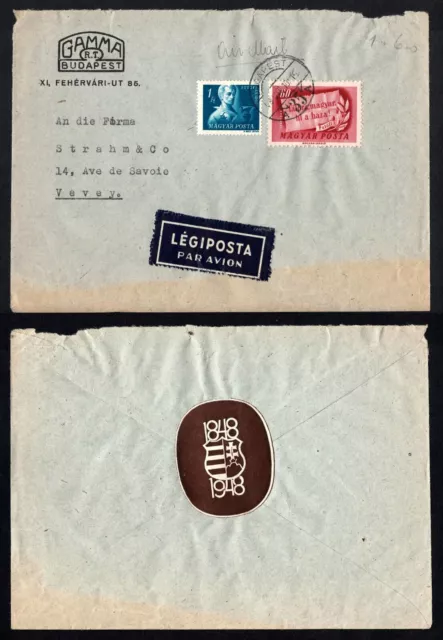 Hungary Cover by air Mail to Vevey Switzerland