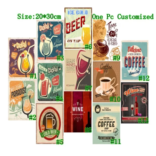 Cocktail Bar Vintage Metal Tin Signs Beer Pub Hanging Art Wall Decor Poster