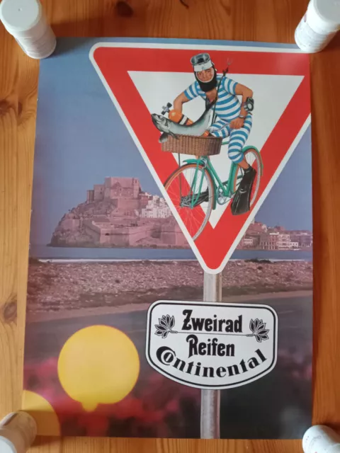 (F)D Altes Werbeplakat Continental Zweirad Reifen ca. 70er Jahre  Pop Art Plakat