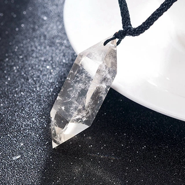 Natural Clear Quartz Crystal Point Wand Pendant Chakra Healing Gemstone Necklace 2