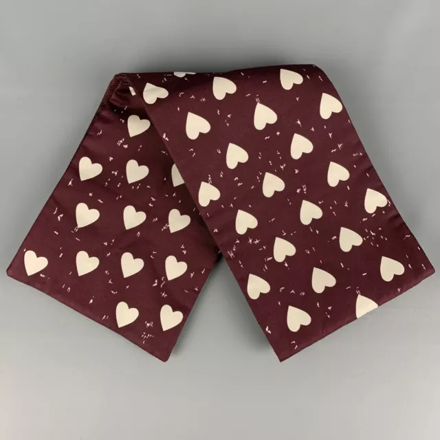 BURBERRY PRORSUM Burgundy White Heart Silk Wool Scarf