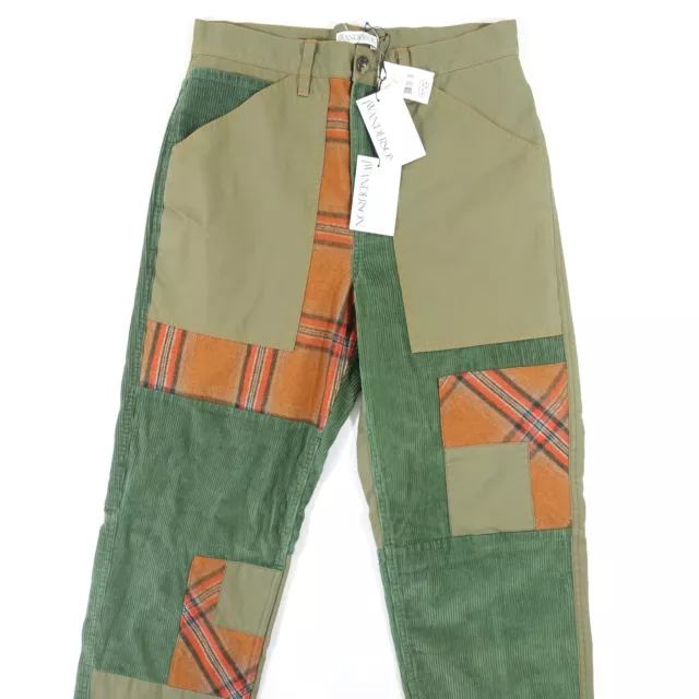 Jw Anderson Green 34 Corduroy Cropped Patchwork Fatigue Trousers Pants Mens New