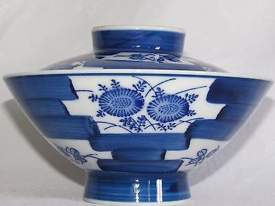 05D48 Antique Bowl Rice Porcelain Letraset Blue China Signature to Identify 2