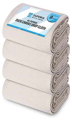Canvas Drop Cloth for Painting Size 6 x 9 Feet - Pack of 4 - Pure Cotton Pain...