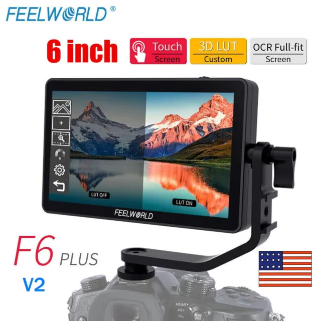 FEELWORLD F6 PLUS V2 Camera Field Monitor 6 in Touch Screen LCD 4K HDMI 3D LUT