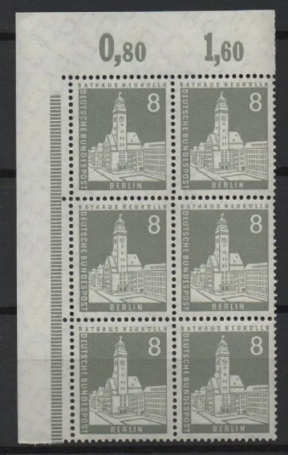 Berlin 143 vP Stadtbilder 8 Pfg Eckrandsecher 6er oben links ** Plattendruck
