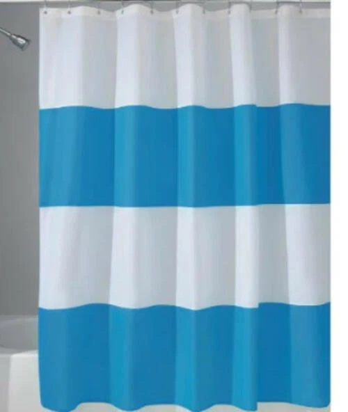 Interdesign 26913 Stripes Shower Curtain, 72" X 72", Blue