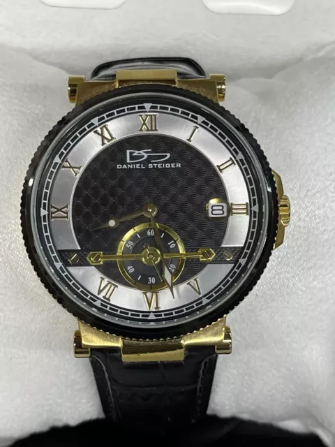 Watch mens Daniel Steiger leather band Gold Plated