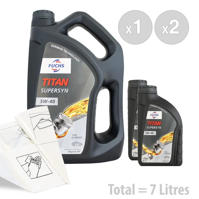 CAR ENGINE OIL Service Kit / Pack 7 LITRES Fuchs TITAN SUPERSYN 5W40