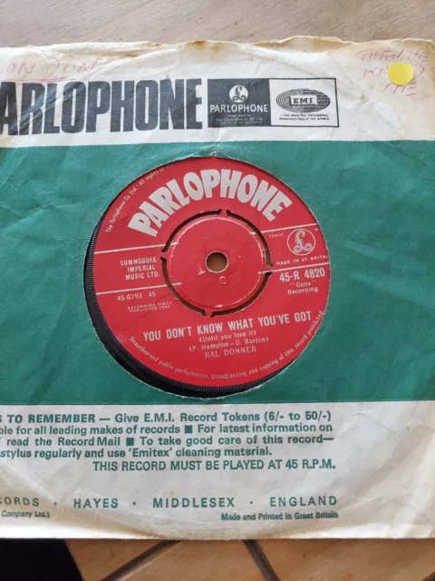 Ral Donner You Don't Know What You've Got 7" Vinyl Single