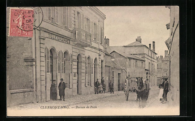 CPA Clermont, Bureau de Poste 1906