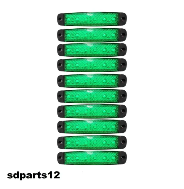 10X 12V 6 LED Luce Ingombro Verde Per Auto Fuoristrada Tuning Laterale Tetto