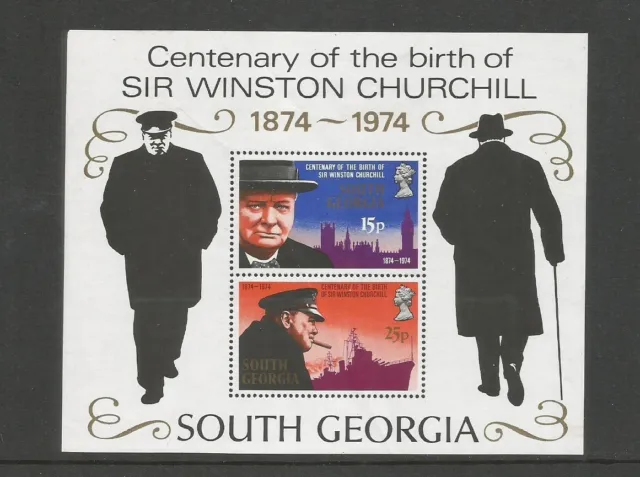 Mini Hoja UMM South Georgia 1974 Centenario del Nacimiento de Sir Winston Churchill SG 42