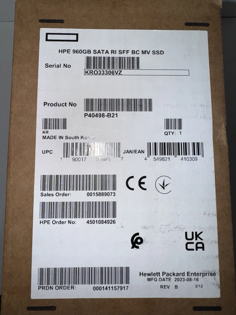 P40503-B21 P41528-001 HPE 960GB SATA 6G MU 2.5 SFF BC MV SSD HPE RENEW