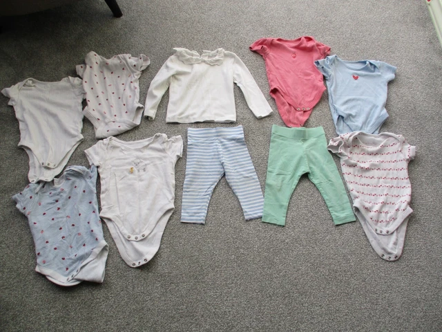 bundle baby girls clothes age 6-12 months Next m & s vests top leggings 10 items